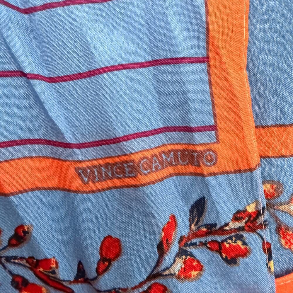 Vince Camuto Floral Oblong Scarf 100% Silk 13" X 72"